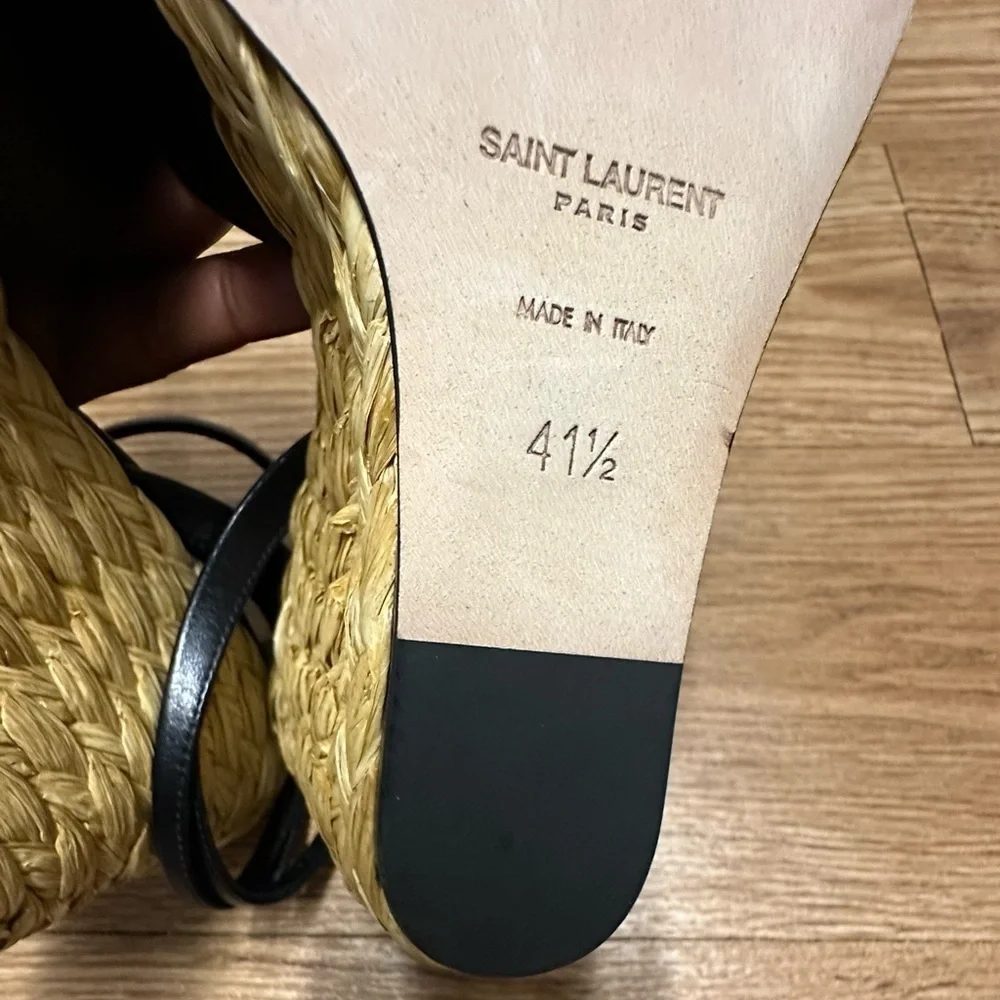 SAINT LAURENT Paloma Black Wedge Sandals